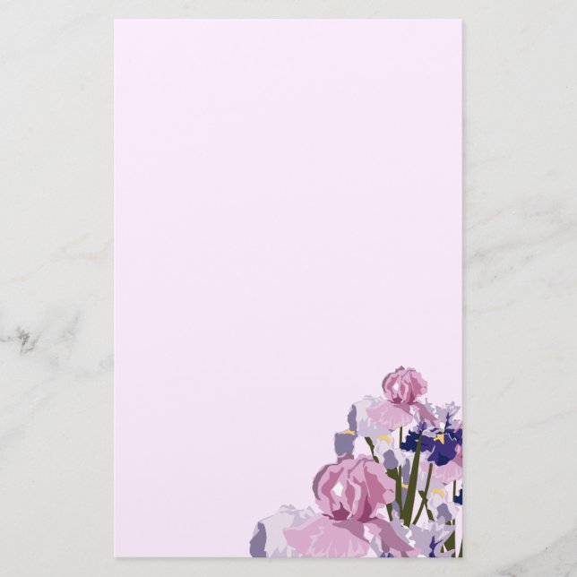Fresh Cut Spring Irises Floral Stationery (Front)