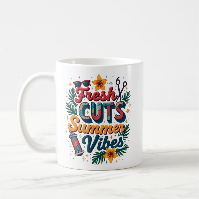 Fresh Cuts Summer Vibe Barber Shop Coffee Mug (Left)