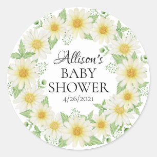 Fresh Daisy Baby Shower Favour Classic Round Sticker