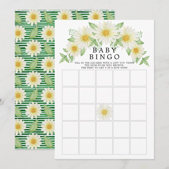 Fresh Daisy Bingo Baby Shower Game Invitation (Front/Back)
