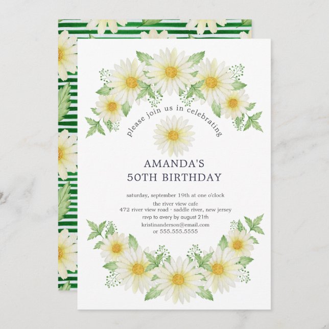 Fresh Daisy Birthday Party Invitation (Front/Back)