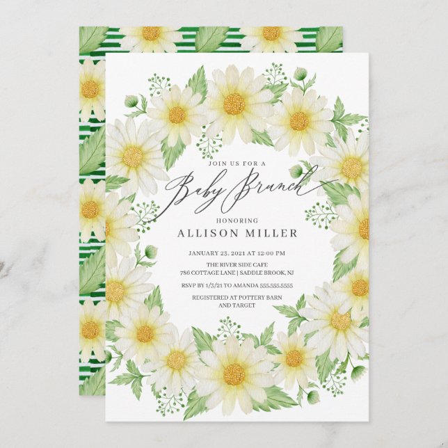 Fresh Daisy Floral Baby Brunch Invitation (Front/Back)
