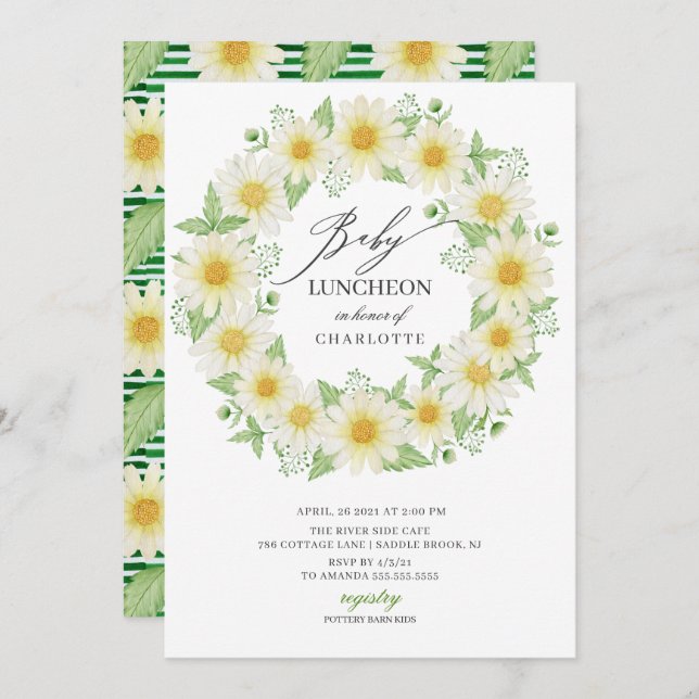 Fresh Daisy Floral Baby Luncheon Invitation (Front/Back)