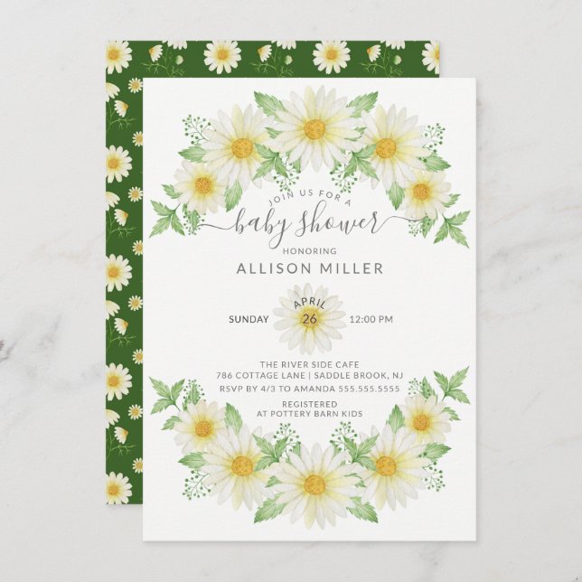 Fresh Daisy Floral Baby Shower Invitation (Front/Back)