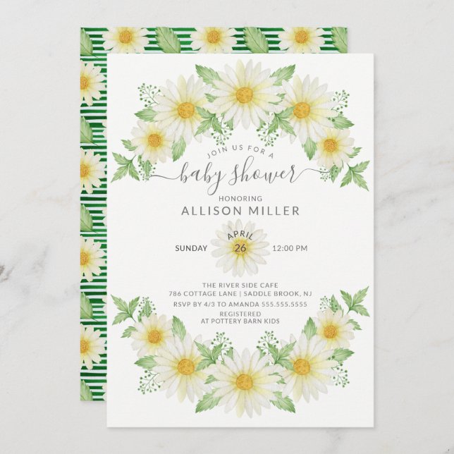 Fresh Daisy Floral Baby Shower Invitation (Front/Back)