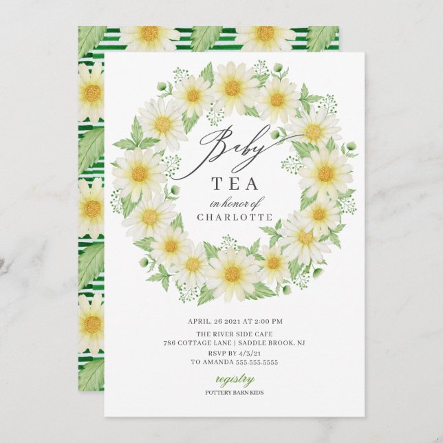 Fresh Daisy Floral Baby Shower Tea Invitation (Front/Back)