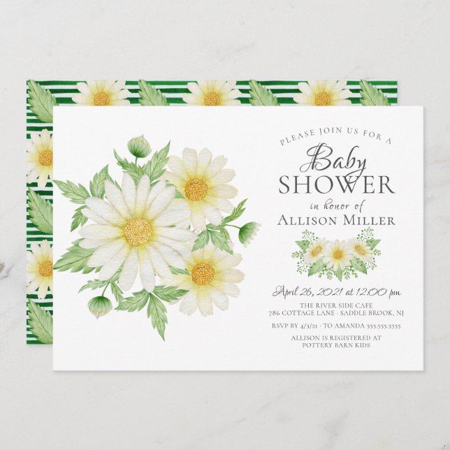 Fresh Daisy Floral Bridal Shower Invitation (Front/Back)