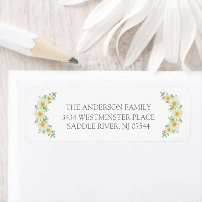Fresh Daisy Floral Communion Return Address Label (Insitu)