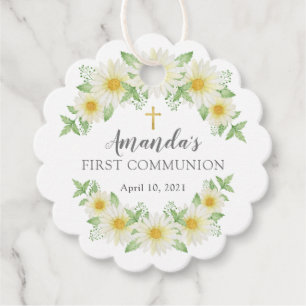 Fresh Daisy Floral First Holy Communion Favour Tag