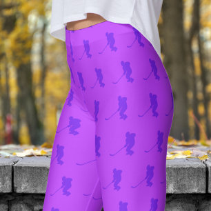 Fresh Dark Orchid Womens Ice Hockey Pattern Leggings