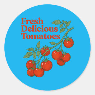 Fresh Delicious Tomatoes Funny Tomato Lover Men Classic Round Sticker