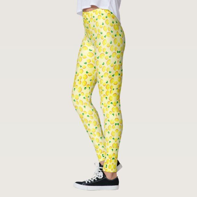 Fresh Design Leggings with Yellow Lemons (Left)