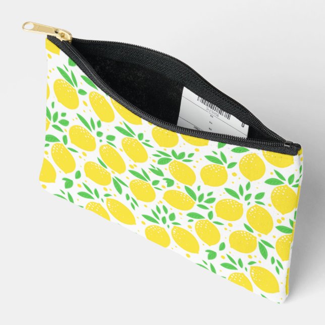 Fresh Design Yellow Lemons Accessory Pouch (Open)