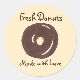 Fresh Doughnuts Made with Love Baked Baking Doughn Classic Round Sticker