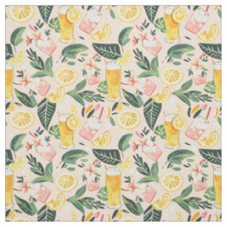 Fresh Drinks, Lemon Slices Pattern Fabric