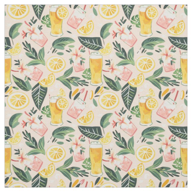Fresh Drinks, Lemon Slices Pattern Fabric (Swatch)