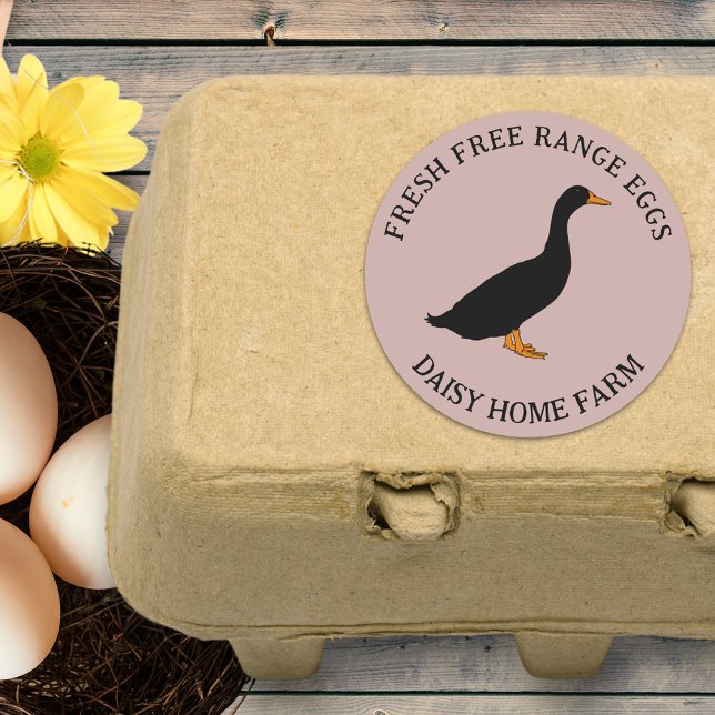 Fresh Duck Eggs Business Classic Round Sticker (Fresh Free range duck eggs personalized small business name stickers)