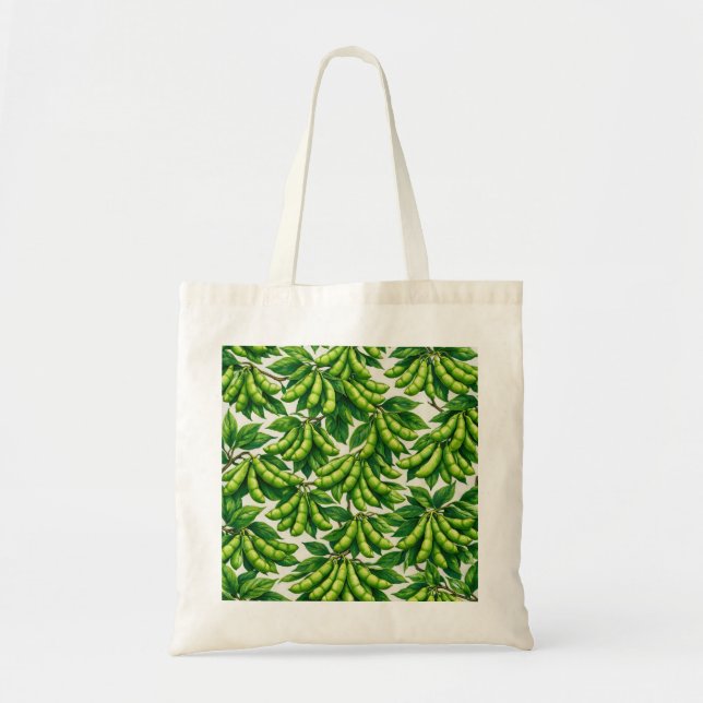Fresh Edamame Pod Botanical Pattern Tote Bag (Front)