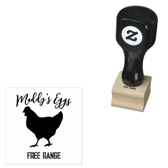 fresh egg farmer free range organic chicken coop   rubber stamp (Stamped)
