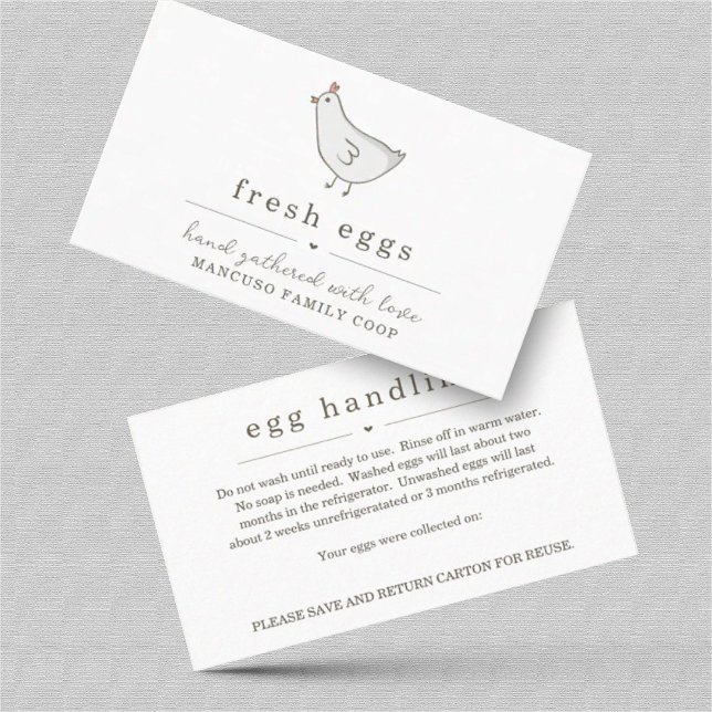 Fresh Eggs Business Card with Handling Instruction (Creator Uploaded)