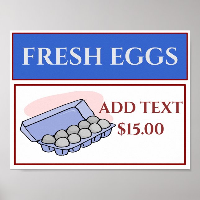 Fresh Eggs, Business Sign, add or edit text Poster (Front)