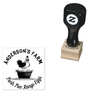 Fresh Eggs Custom Family Farm Hen Monogram Egg Rubber Stamp