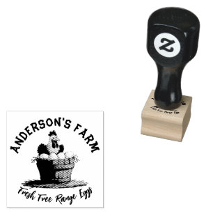 Fresh Eggs Custom Family Farm Hen Monogram Egg Rubber Stamp