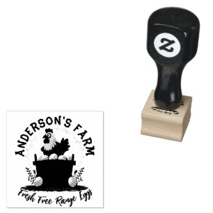 Fresh Eggs Custom Rustic Family Farm Egg Rubber Stamp