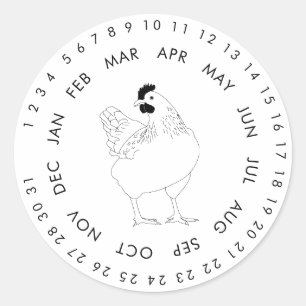 Fresh Eggs Encircled Dates Vintage Chicke Sticker