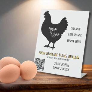 Fresh Eggs Farmer's Market Sign w/ QR Code