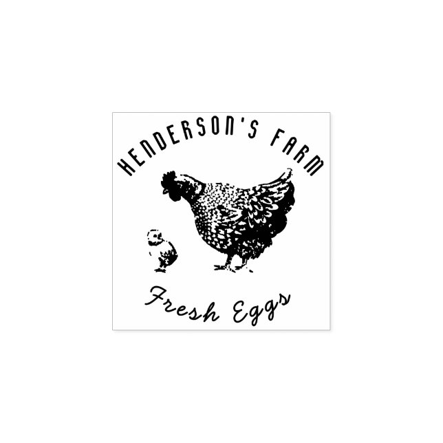 Fresh Eggs Hen Monogram Egg Rubber Stamp (Imprint)