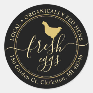Fresh Eggs Local Organically Fed Hen Gold Chicken Classic Round Sticker
