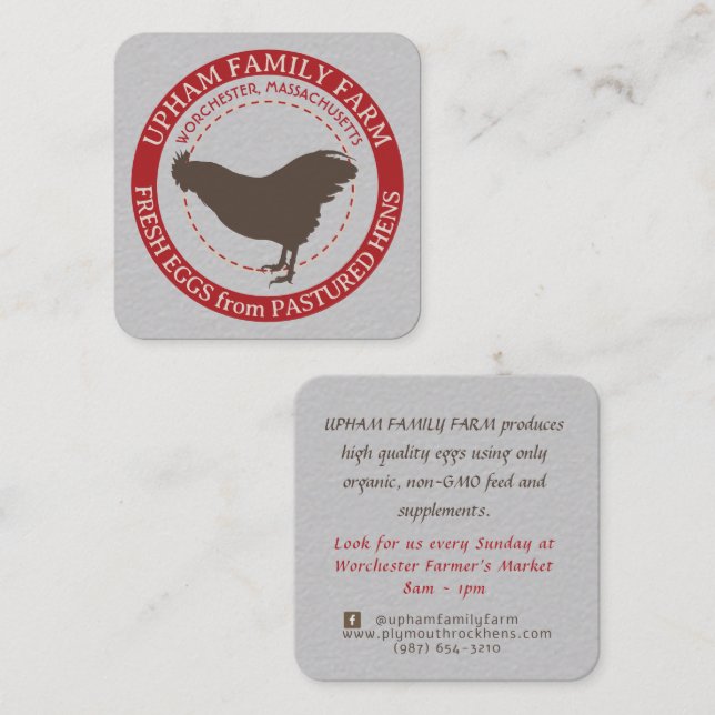 Fresh Eggs on egg carton grey Business Card (Front/Back)