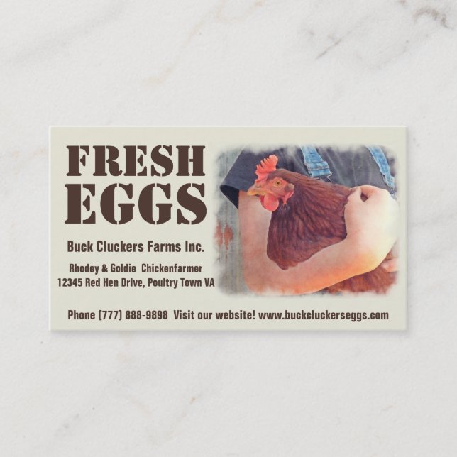 Fresh  Eggs - Red hen Layer Chicken Business Card (Front)