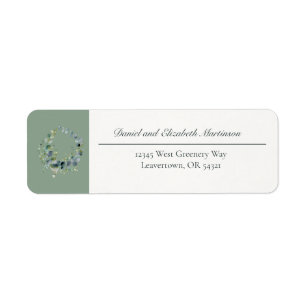 Fresh Elegant Eucalyptus Leaves Wreath Return Address Label