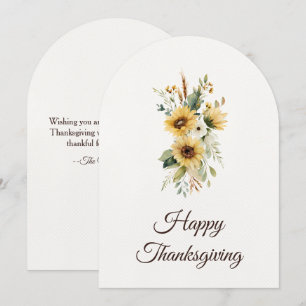 Fresh Elegant Sunflowers Happy Thanksgiving Arch Holiday Card