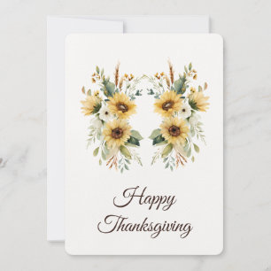 Fresh Elegant Sunflowers Happy Thanksgiving Holiday Card