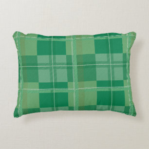 Fresh Emerald Sage Plaid Aesthetic Decorative Cushion