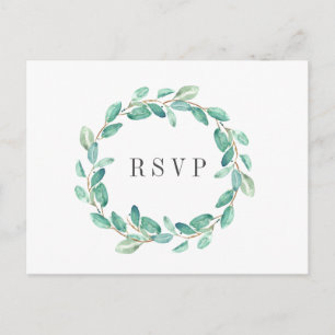 Fresh Eucalyptus Aqua Wedding RSVP MEAL CHOICE Invitation Postcard