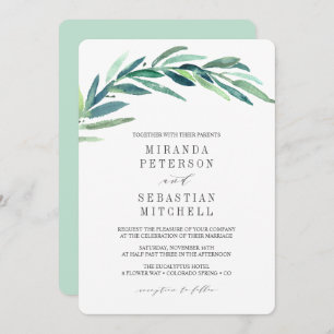 Fresh Eucalyptus Branch Leaves Botanical Wedding Invitation