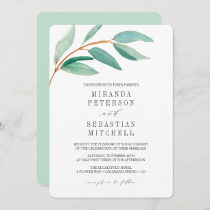 Fresh Eucalyptus Branch Leaves Botanical Wedding Invitation