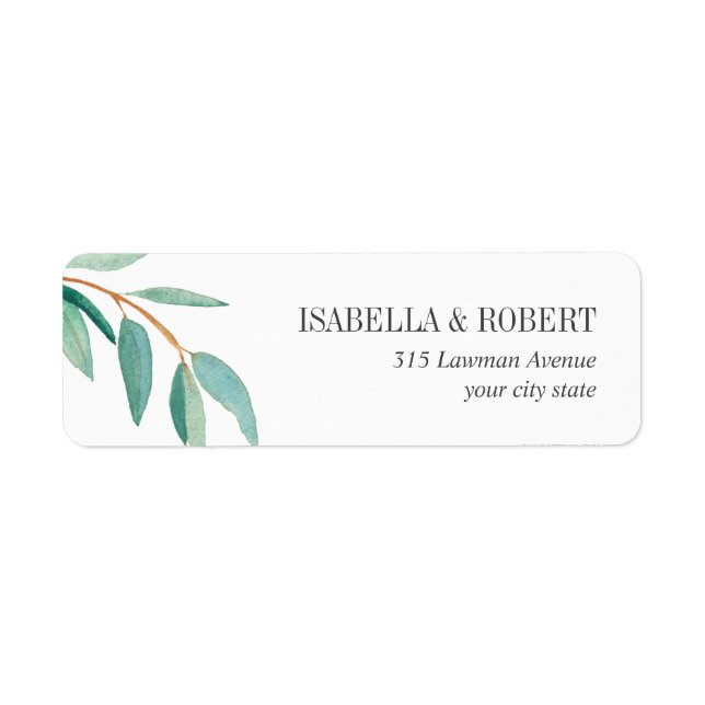 Fresh Eucalyptus leaves personalized wedding Return Address Label (Front)