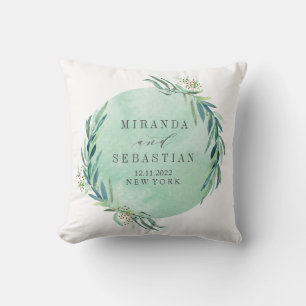 Fresh Eucalyptus Monogram Wedding keepsake Cushion