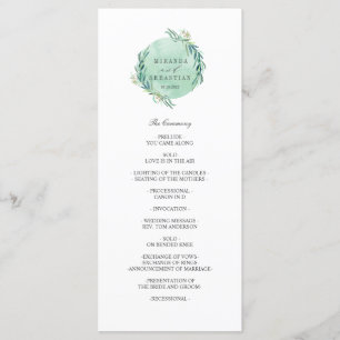 Fresh Eucalyptus wreath Elegant wedding Program