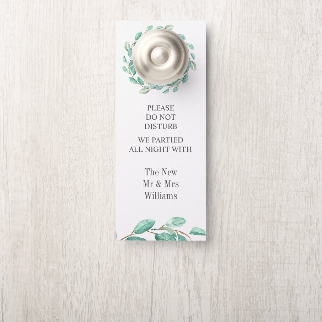 Fresh Eucalytpus Elegant Wedding Do Not Disturb Door Hanger (On Knob)