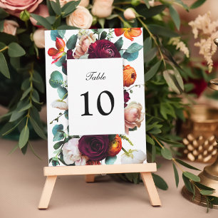 Fresh Fall Floral Elegant Table Number