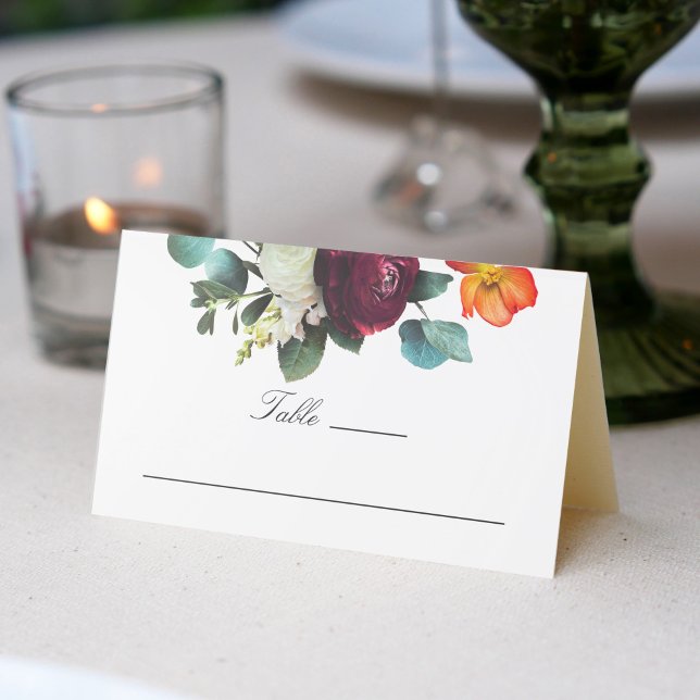 Fresh Fall Floral Rustic Elegant Wedding Place Card (Creator Uploaded)
