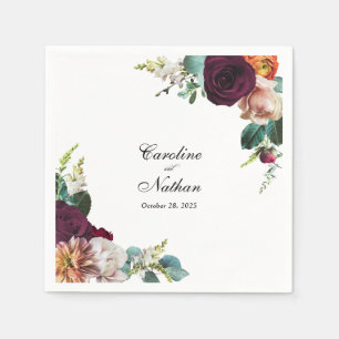 Fresh Fall Floral Wedding Napkin