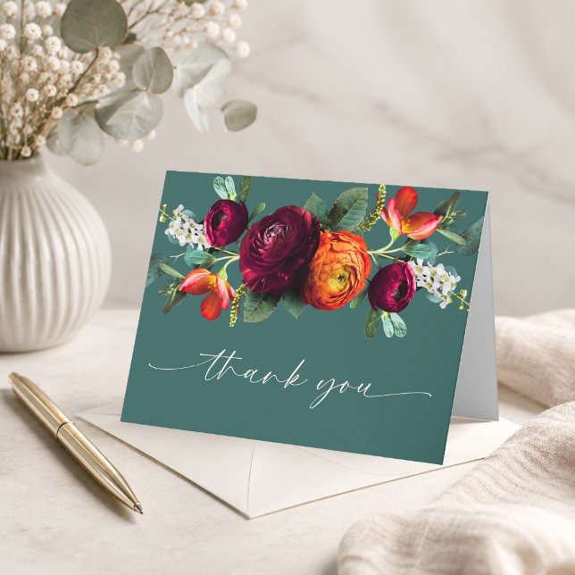 Fresh Fall Rustic Floral Folded Thank You Card (Creator Uploaded)