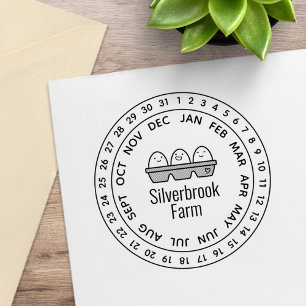 Fresh Farm Eggs Carton Date Wheel 2 Rubber Stamp